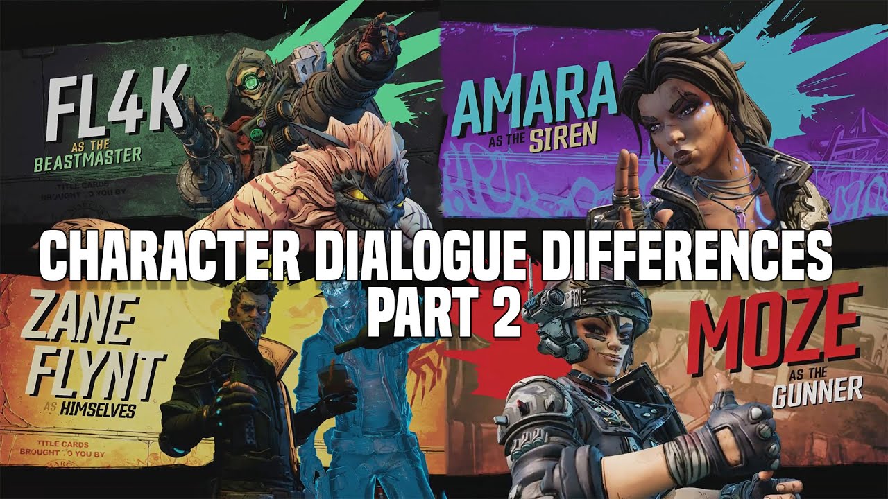BORDERLANDS 3 Playable Character Dialogue Differences Part 2 (ZANE, FL4K, MOZE, AMARA)
