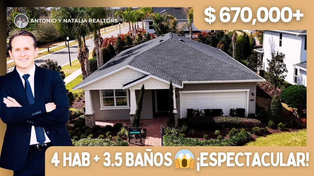 Casa moderna de un piso en Apopka Florida, con todo lo que necesitas | 4 Habitaciones