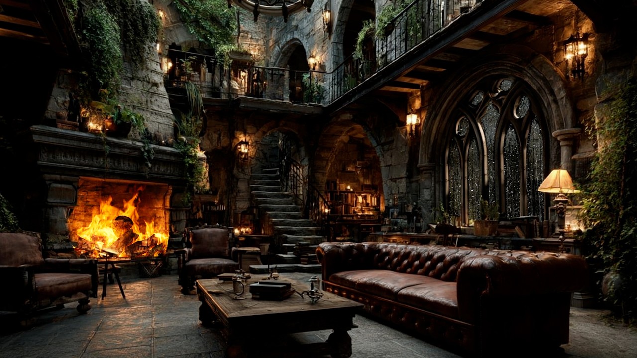 Fall Asleep Instantly with Rain, Subtle Thunder Echoes, and the Gentle Crackling of a Fireplace