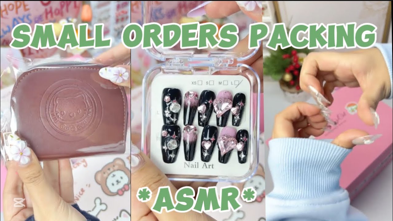 SMALL ORDERS PACKING ASMR ✨😺|| small business || nails art || nails ASMR || asmr