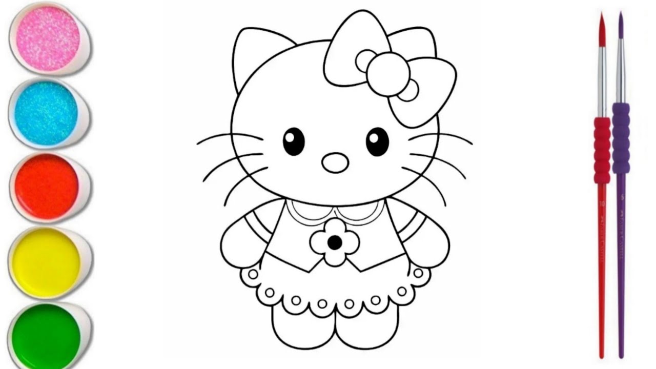 Drawing and coloring A Beautiful Hello kitty drawing easy for kids
