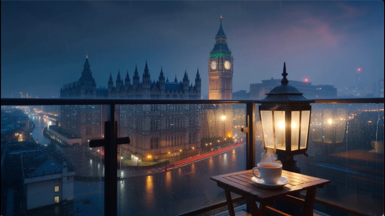Cozy London Apartment Rain 🌧️ Big Ben View & Tea | Original Piano for Sleep, Study, and Focus.