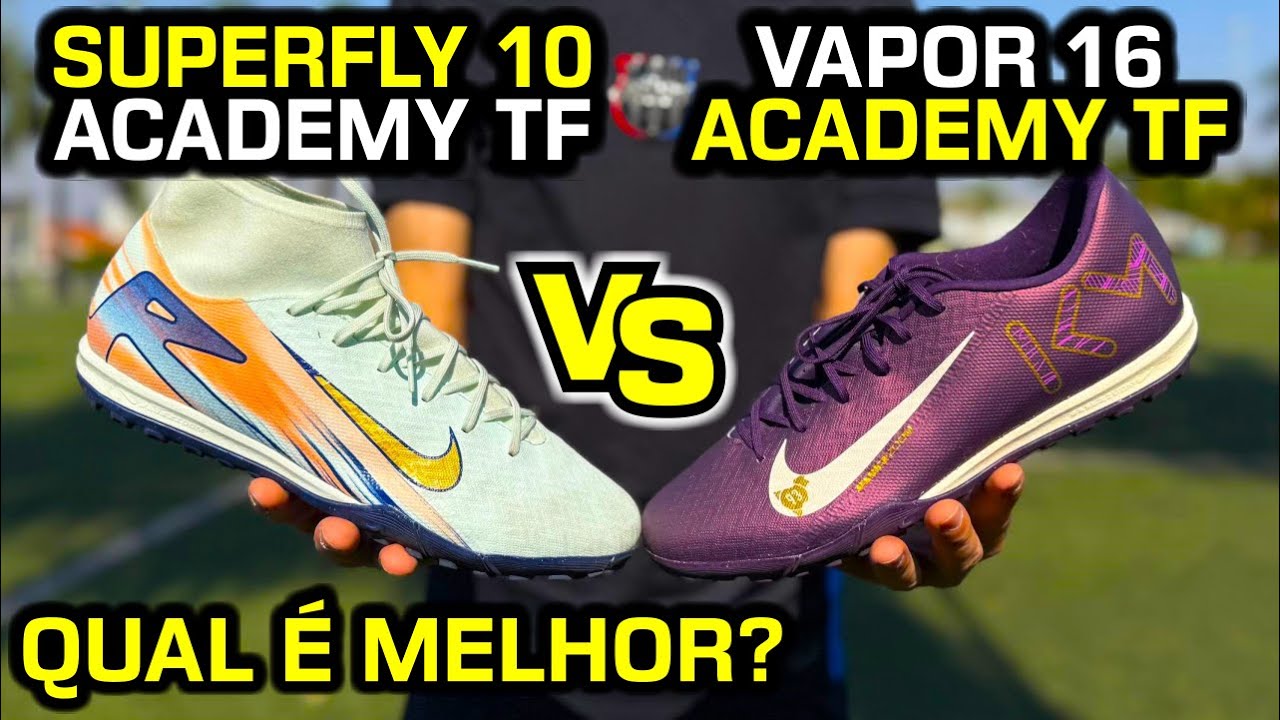 Qual a MELHOR chuteira SOCIETY? - Nike Zoom Mercurial Superfly 10 Academy TF x Vapor 16 Academy TF