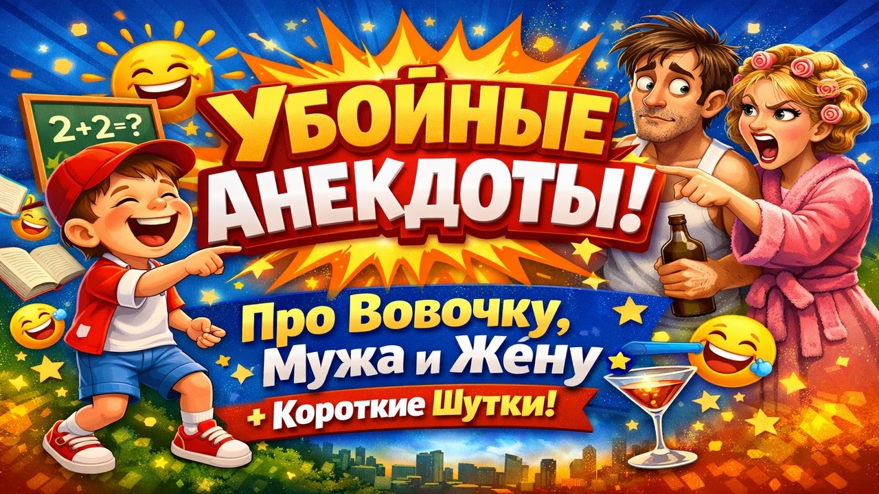 😂 УБОЙНЫЕ АНЕКДОТЫ ДО СЛЁЗ! Про Вовочку, мужа и жену