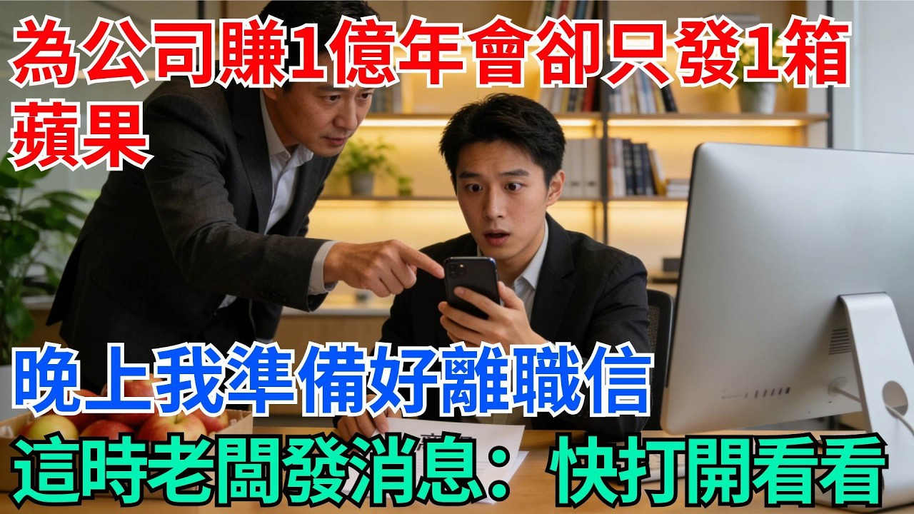 我為公司賺1億年會卻只發1箱蘋果，晚上我準備好離職信，這時老闆發消息：快打開看看！【奇趣天下】#職場逆襲#職場智慧#爽文職場#工作日常#完結爽文