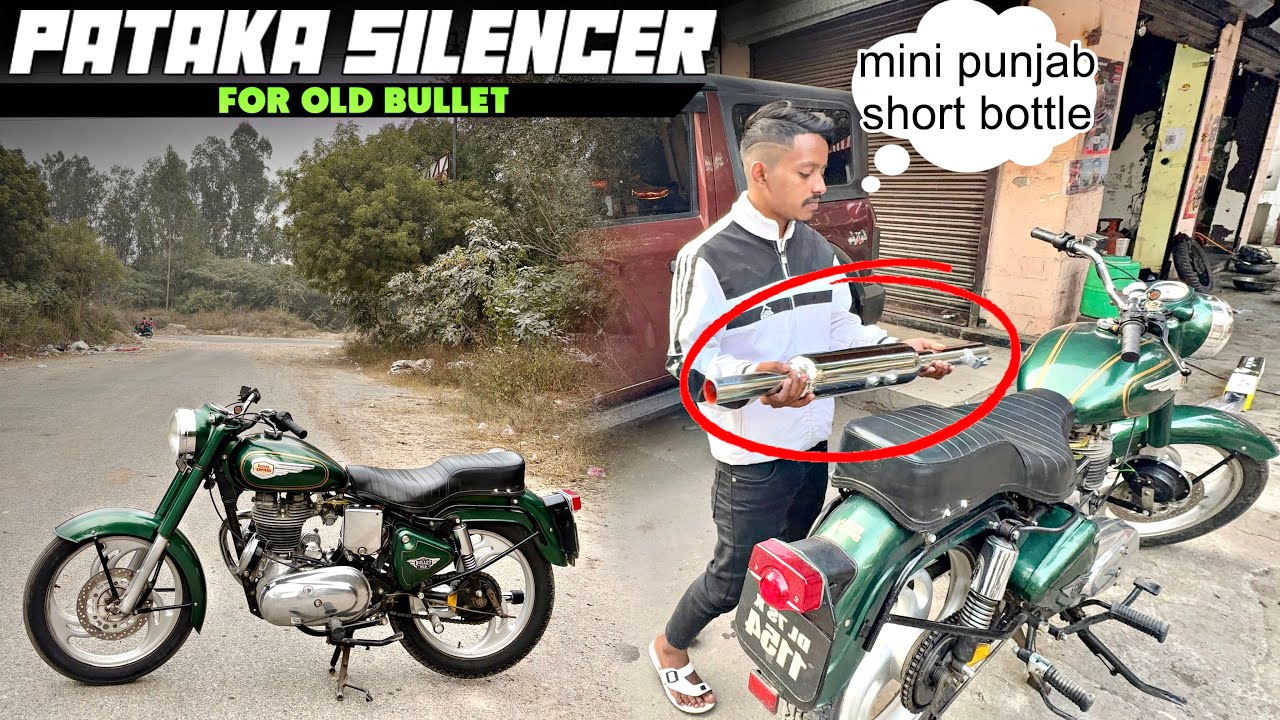 Old Bullet m Lagwadia Sbse Loud Silencer 🔥 | Mini Punjab Short Bottle Silencer For Bullet