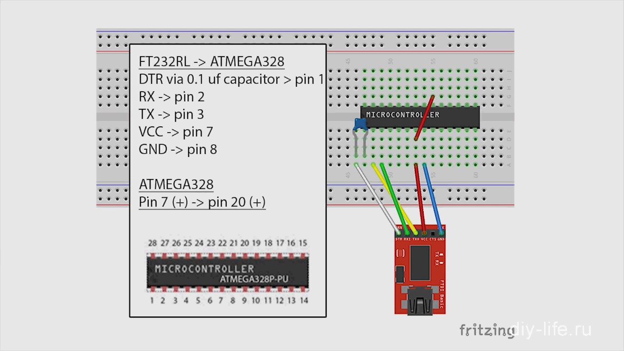 Как использовать FT232RL для загрузки программ в Atmega328