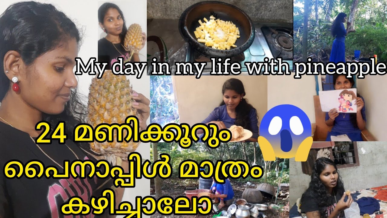 24 Hours Pineapple eating challenge😯/Day in my life with pineapple/Funny Challenge Vlog malayalam