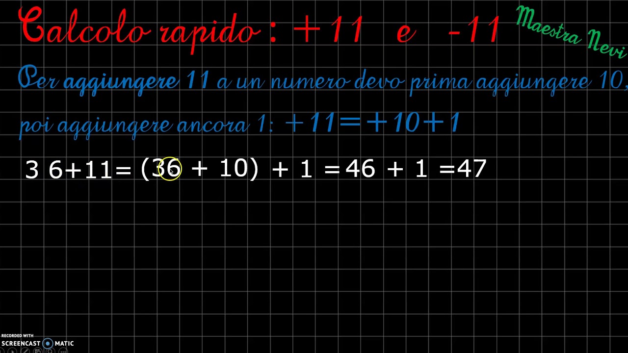 CALCOLO RAPIDO +11   -11