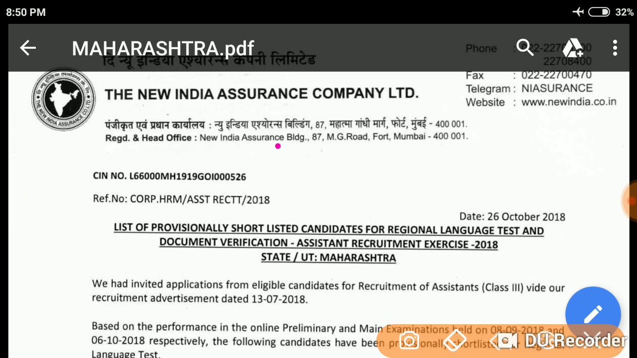 NIACL MaINS Resul Out..I GoT selected CUt off 2018