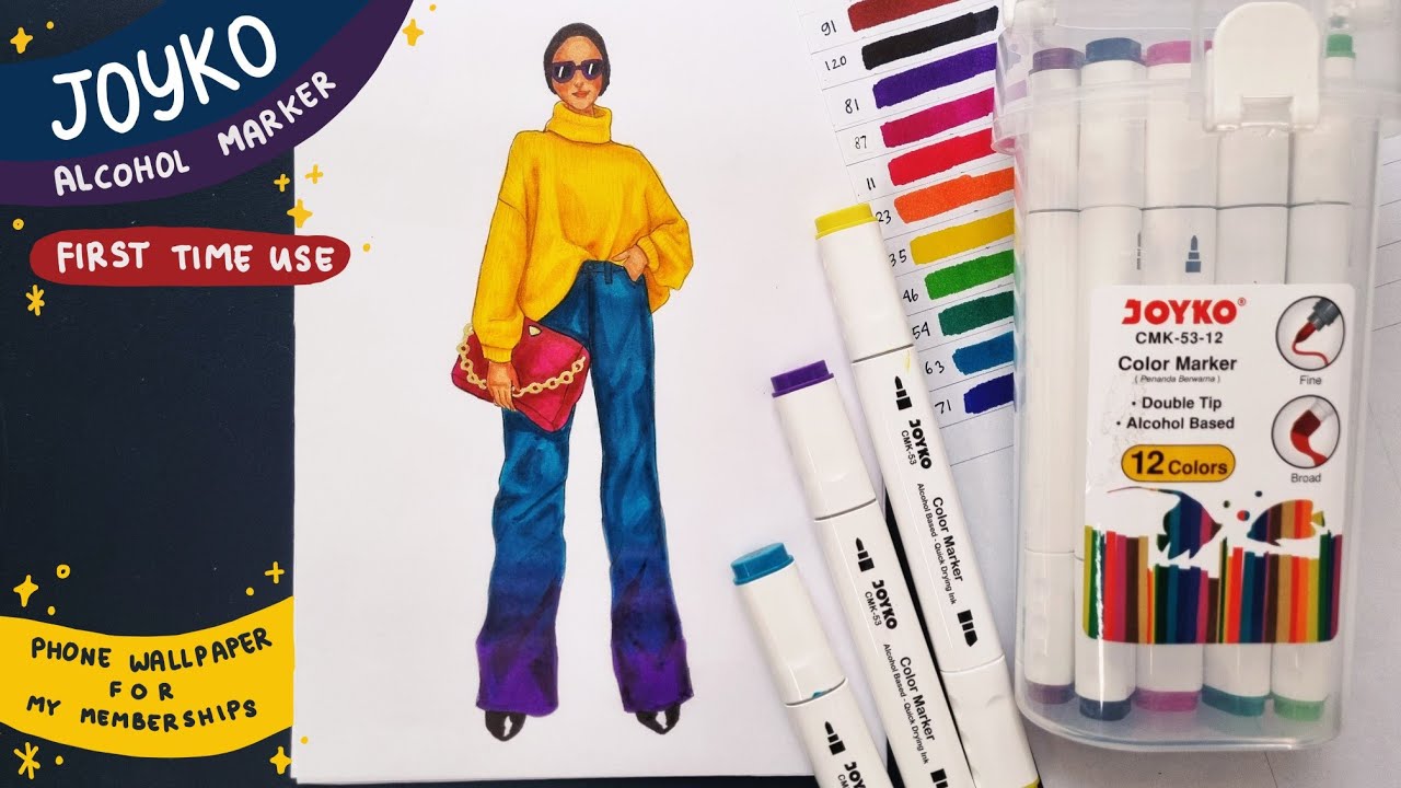 Joyko Alkohol Marker Murah Review | Cara Menggambar Desain Baju Hijab Casual • Fashion Illustration