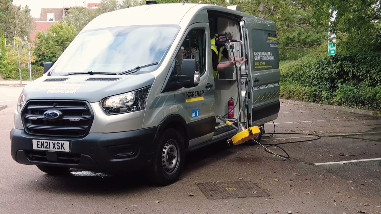 Van Mounted Gum & Graffiti Removal Unit Powered by the Karcher HDS 1000 DE Hot Water Pressure Washer