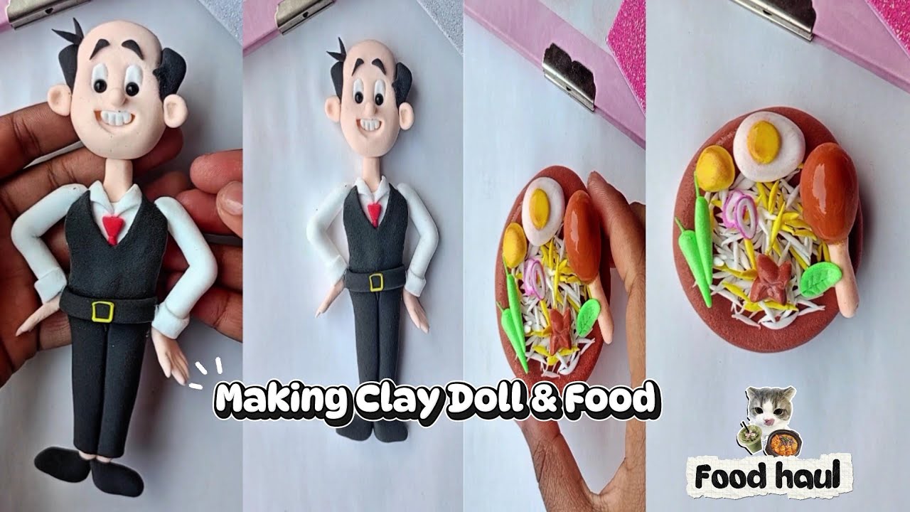 Make Clay Doll And Food Video | Crafts Video| Clay Arts For Beginners with  Step And Easy Learning 