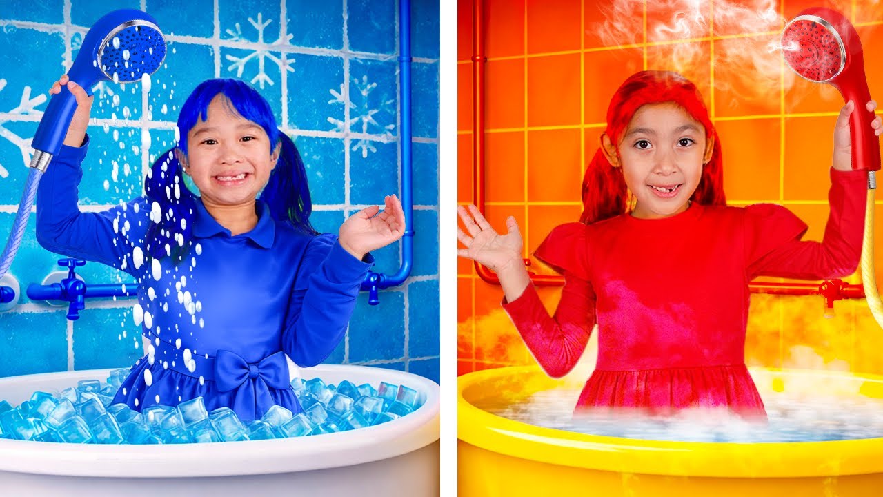 Maddie Fire Girl vs Lily Ice Girl | Hot & Cold Challenge