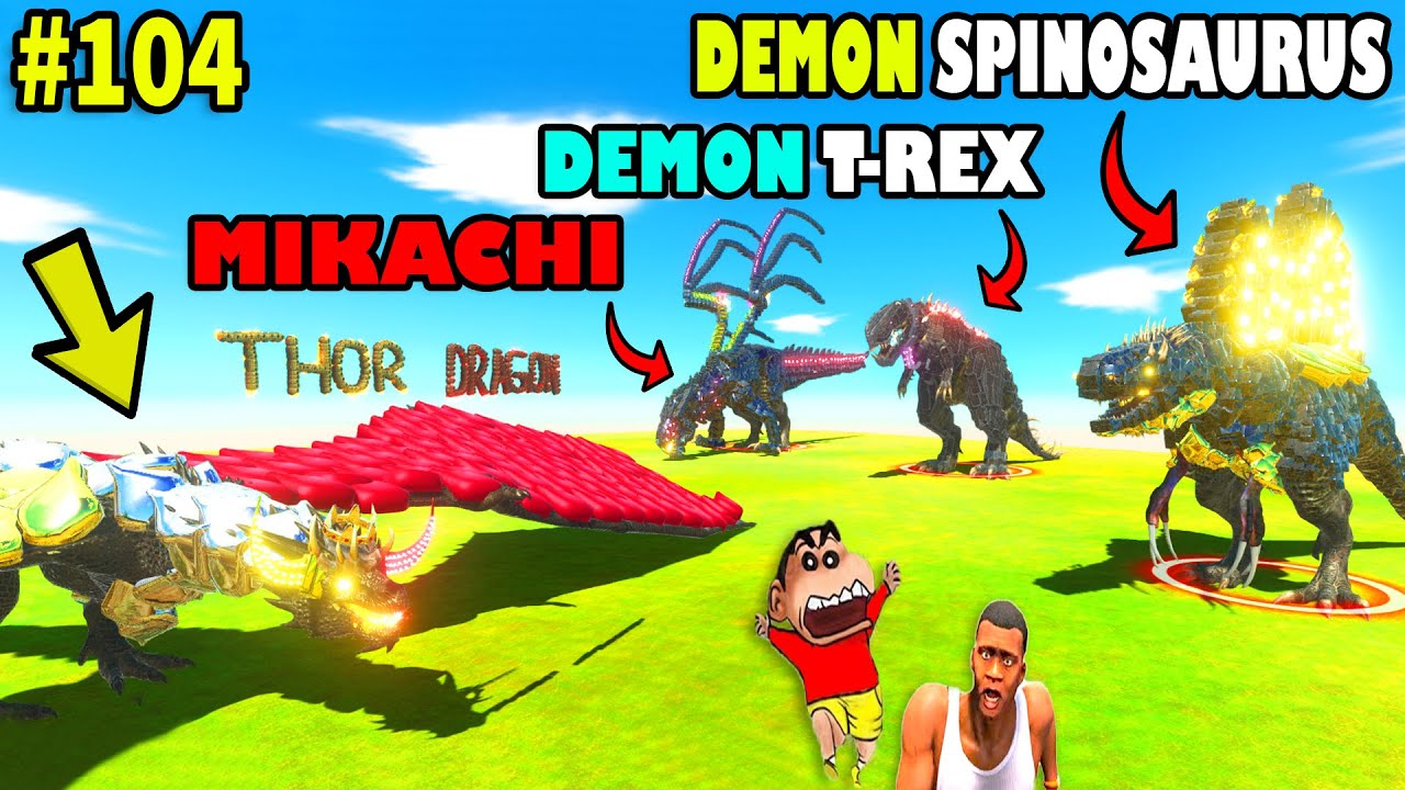 THOR DRAGON vs DEMON SPINOSAURUS, MIKACHI & DEMON T-REX HAMID-T SHINCHAN and CHOP in ARBS | PART 104
