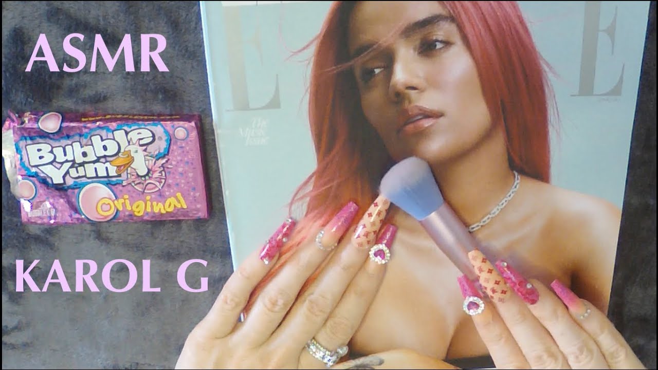 ASMR Gum Chewing Magazine Flip Through | Bubble Yum |  Karol G | Whispered Page Turning