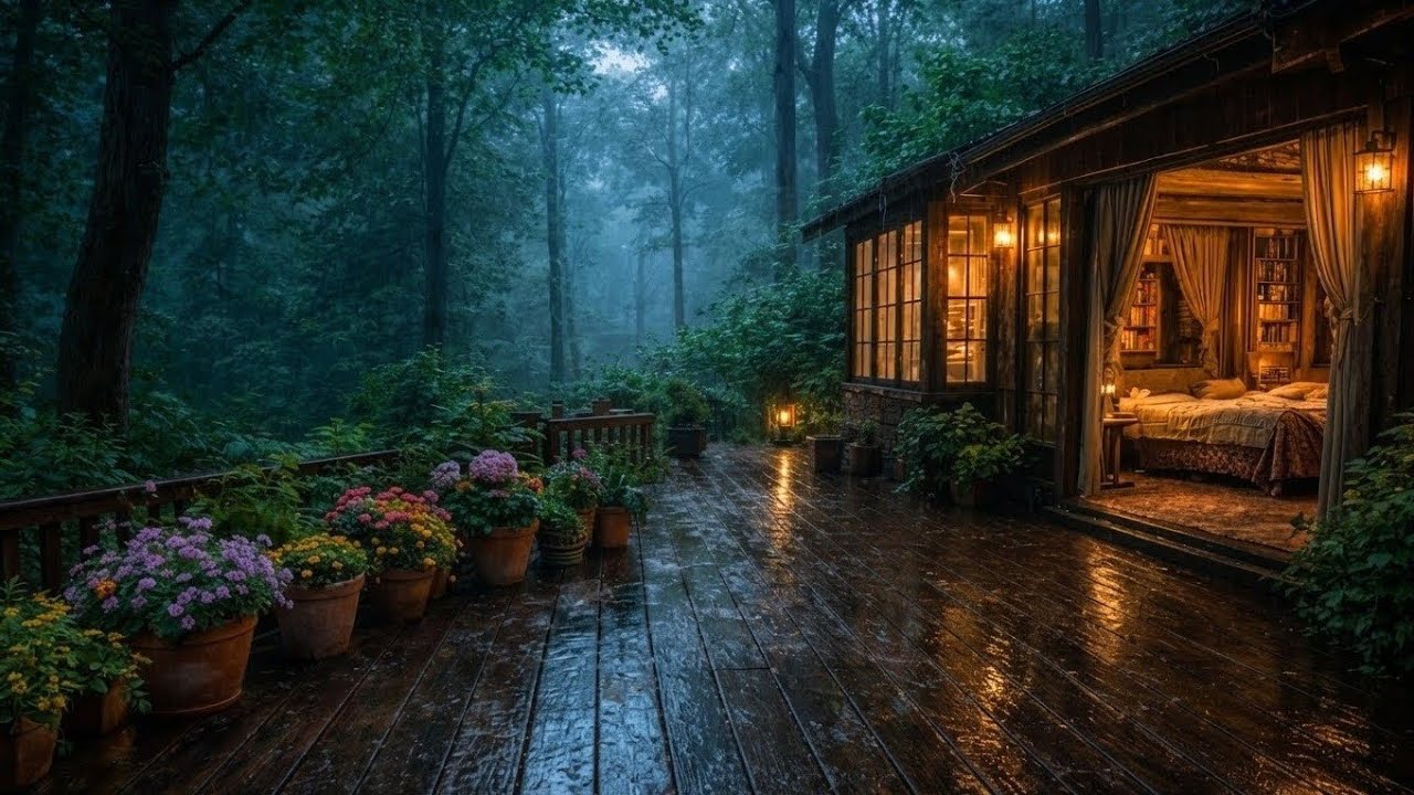 Rainy Night in the Forest Room 🌲 | Calming Rain Sounds for Deep Sleep