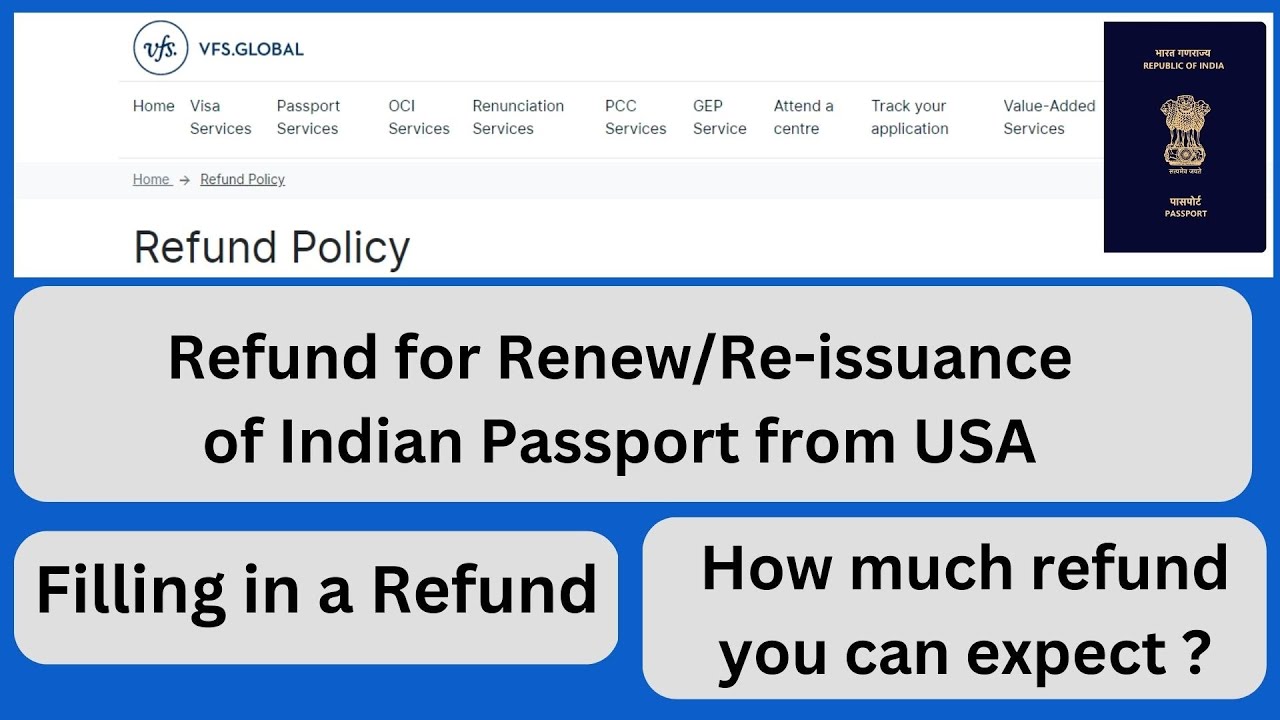 VFS Global Refund Policy | Refund for Renew/Re-issuance of Indian Passport from USA