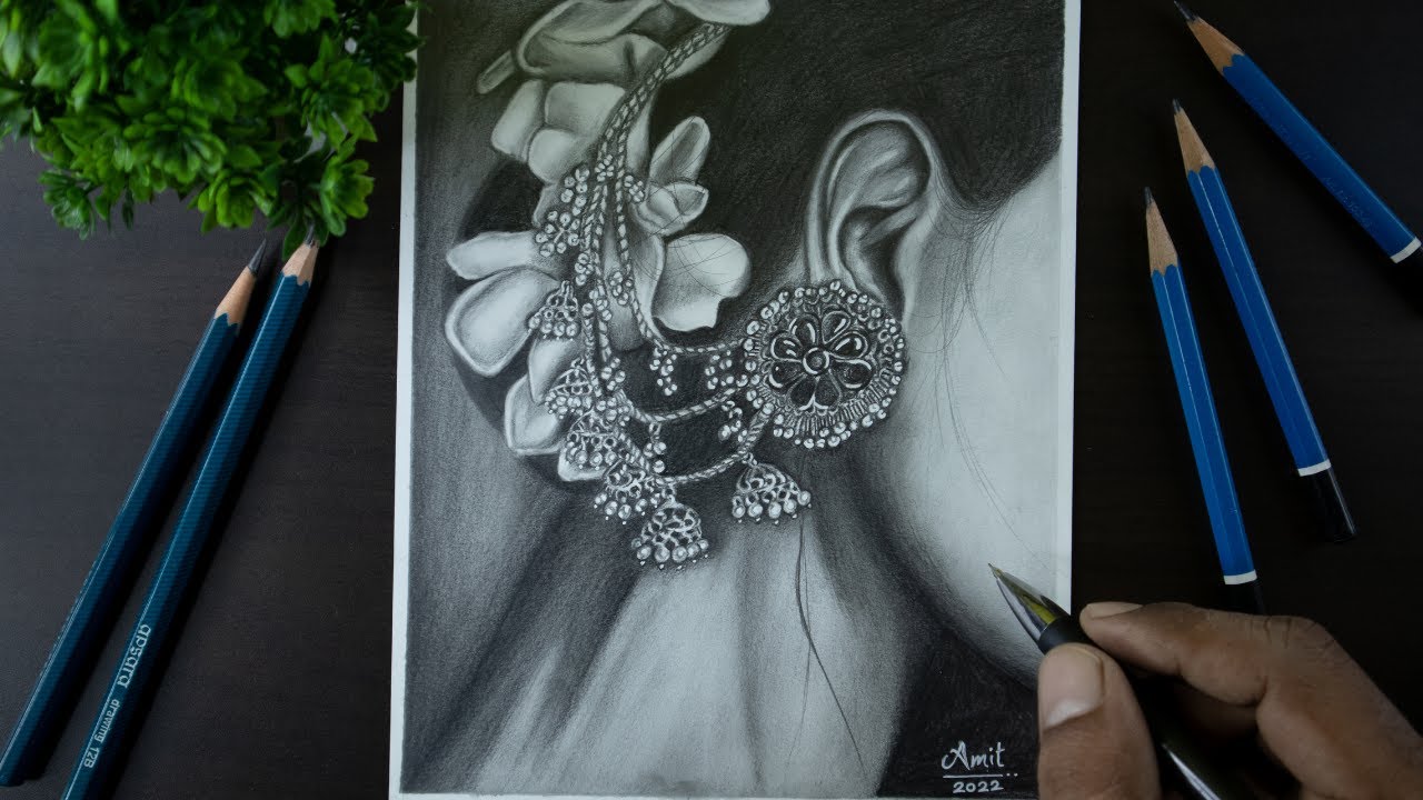How to draw Realistic Jewellery by Graphite Pencil ? || For Beginners & Advance ..