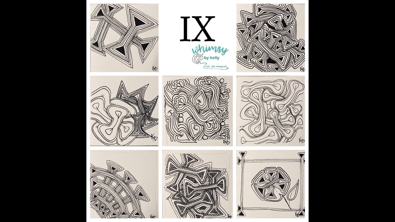 IX (Zentangle® Pattern) drawn by Kelly Barone, CZT