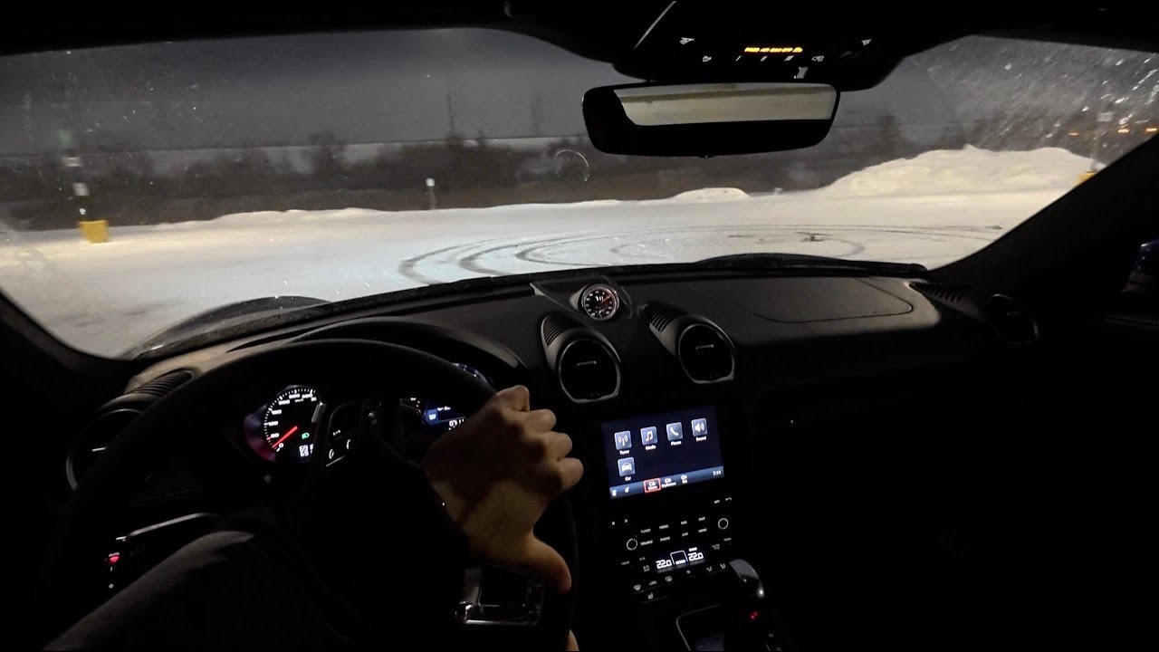 Learning Car Control in the Snow - Porsche 718 Cayman GTS 4.0 - POV Winter Drive