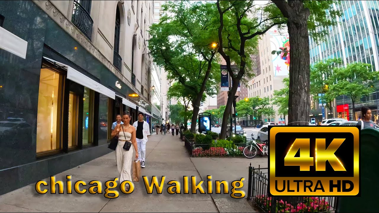 [4K]🇺🇸 CHICAGO Walk: N Michigan Ave/ magnificent mile, Downtown 06.22.2023
