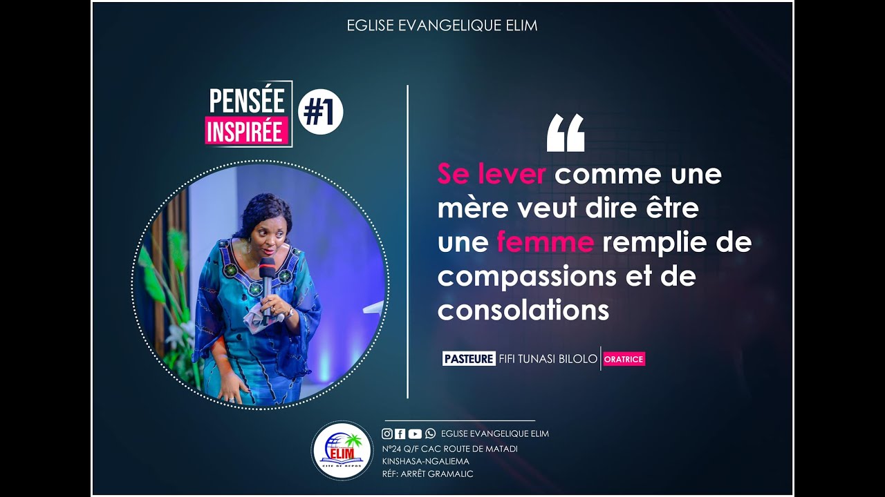 Thème : «  Quand la femme se lève »Oratrice : Pasteure Fifi Bilolo Tunasi
