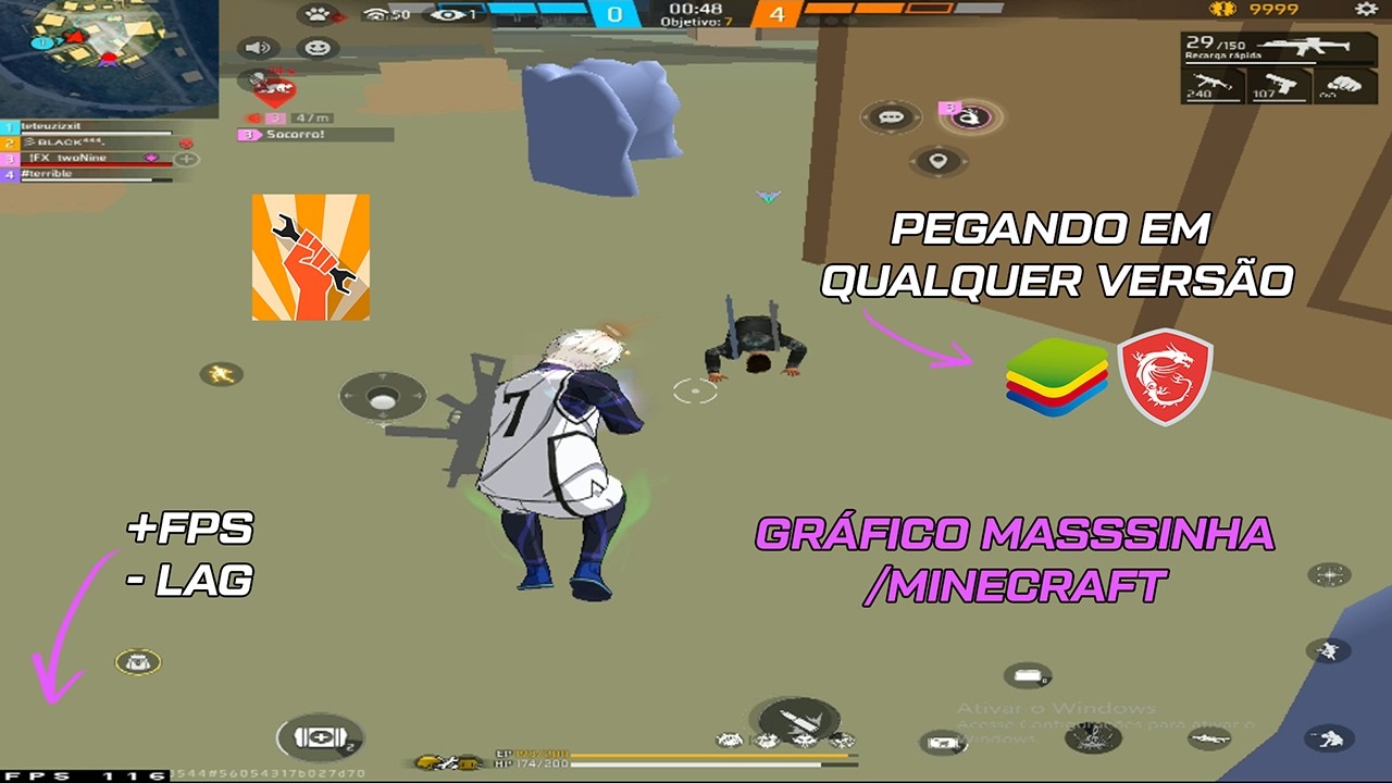 APRENDA A POR GRÁFICO DE MASSINHA NO FREE FIRE EMULADOR | PC FRACO!