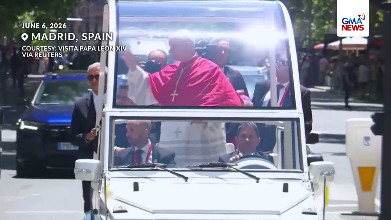 Pope Leo makes '6-7' gesture during Madrid visit | GMA News