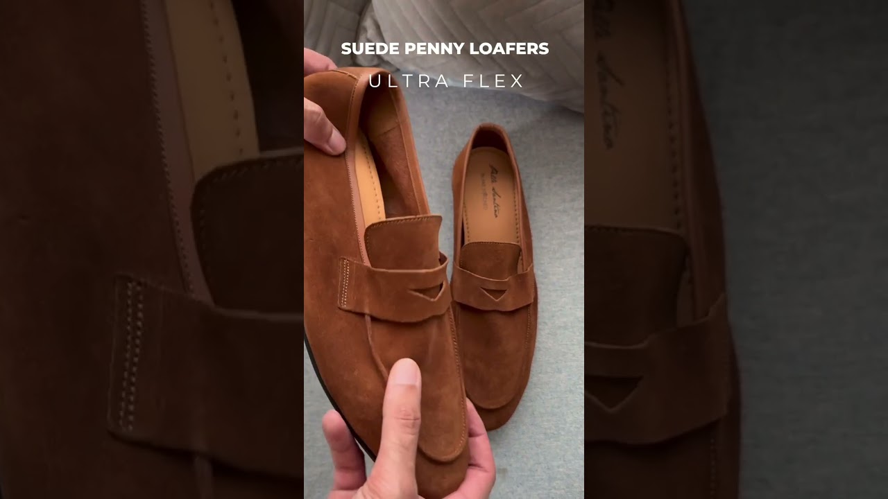 Beige Suede Penny Loafers - Ultra-Flex