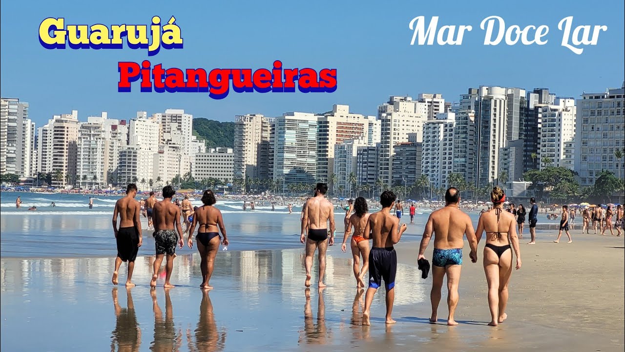 Guarujá -  Praia das Pitangueiras- Domingou e a praia  tá assim 4K