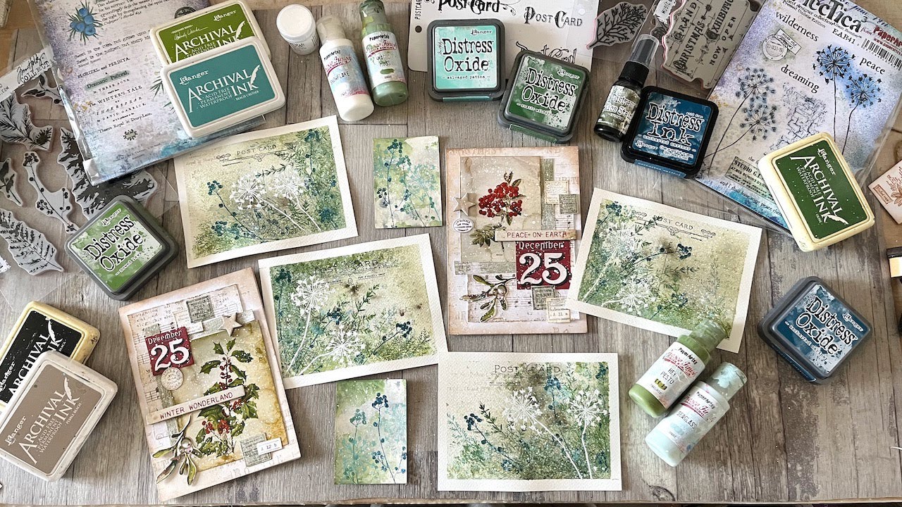 A few (more) minutes of fun - festive cards and mixed media postcards