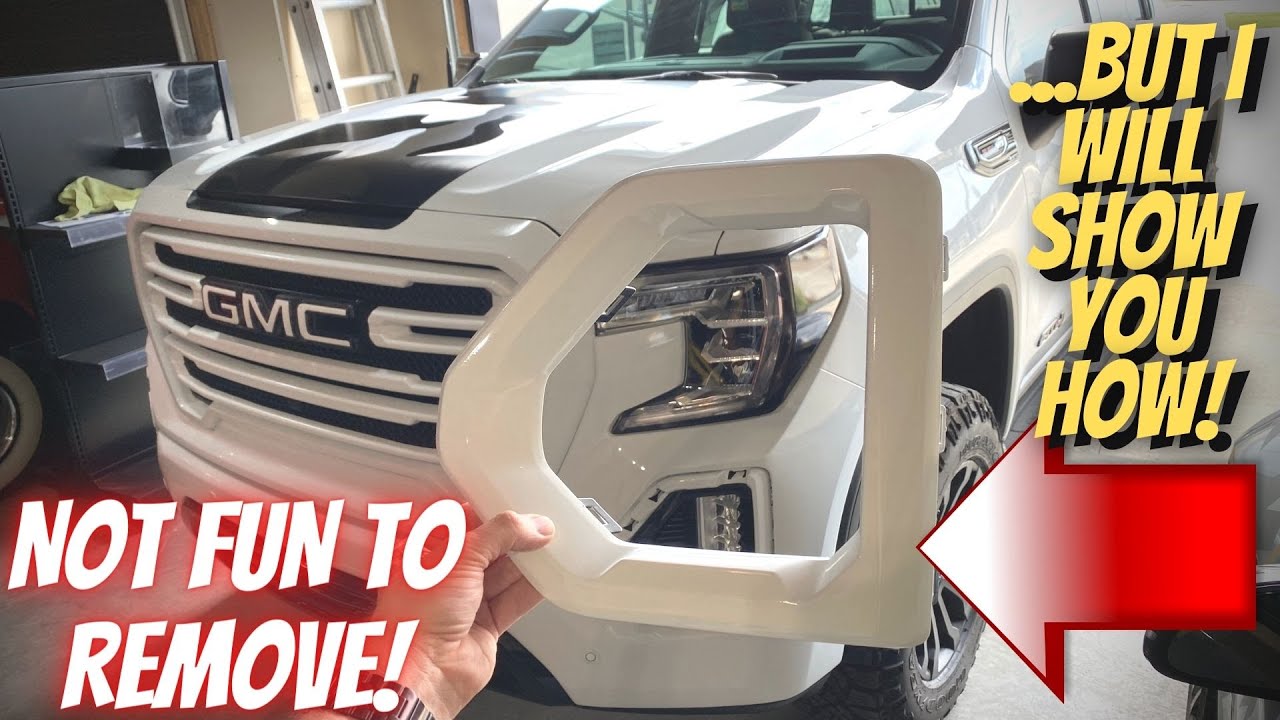 Снятие рамки противотуманных фар GMC Sierra и замена цвета отделки! Снять, обклеить или покрасить!