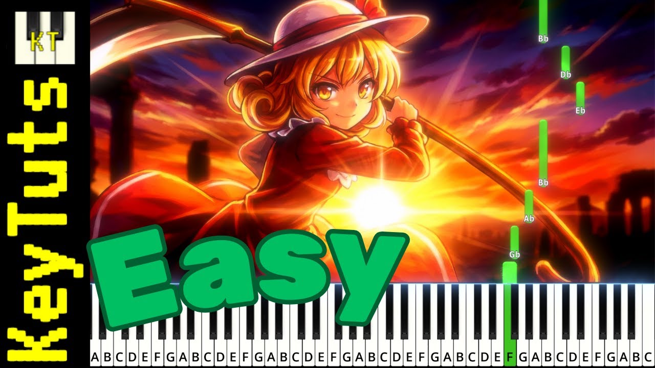 Bad Apple!! [Touhou 4] - Easy Mode [Piano Tutorial] (Synthesia)