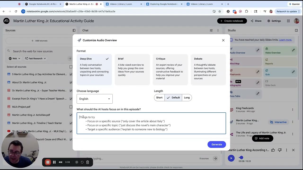 Изучение инструмента «Обзор аудио» в Google Notebook LM