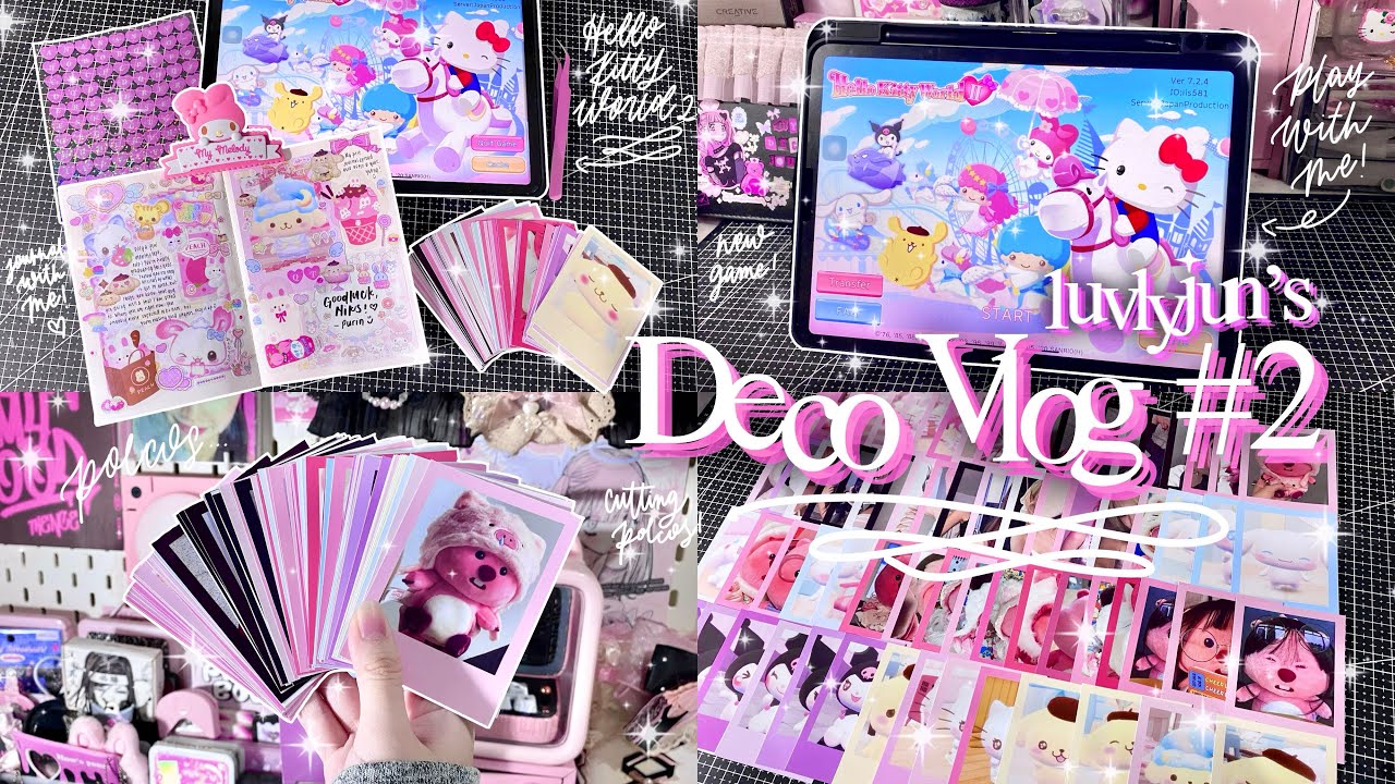 DECO VLOG #2 🌸🎀 making polcos, watching haikyuu, sanrio deco with me & hello kitty world 2 game play