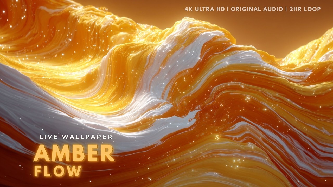 Amber Waves Abstract Flow | 4K Ambient Live Wallpaper (2 Hours Original LoFi)