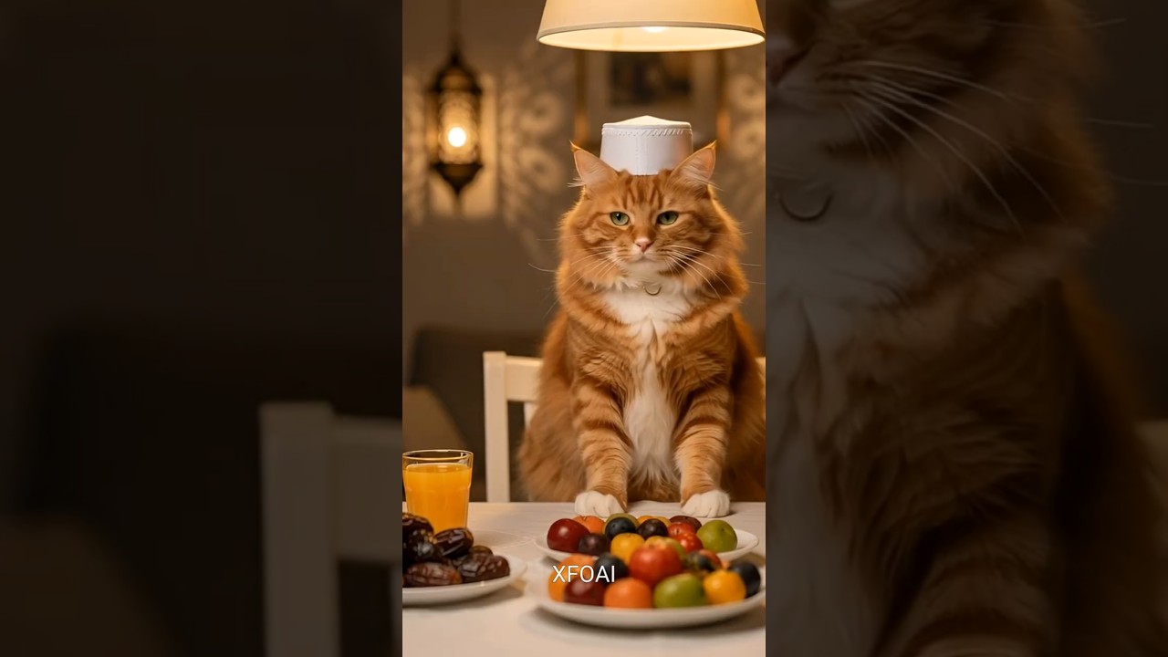 Ramadan Mubarak To All Cats 😻🌙🫂 #ramdan  #aicat #cat #catvideos #aivideo #cute #funny #sillycat