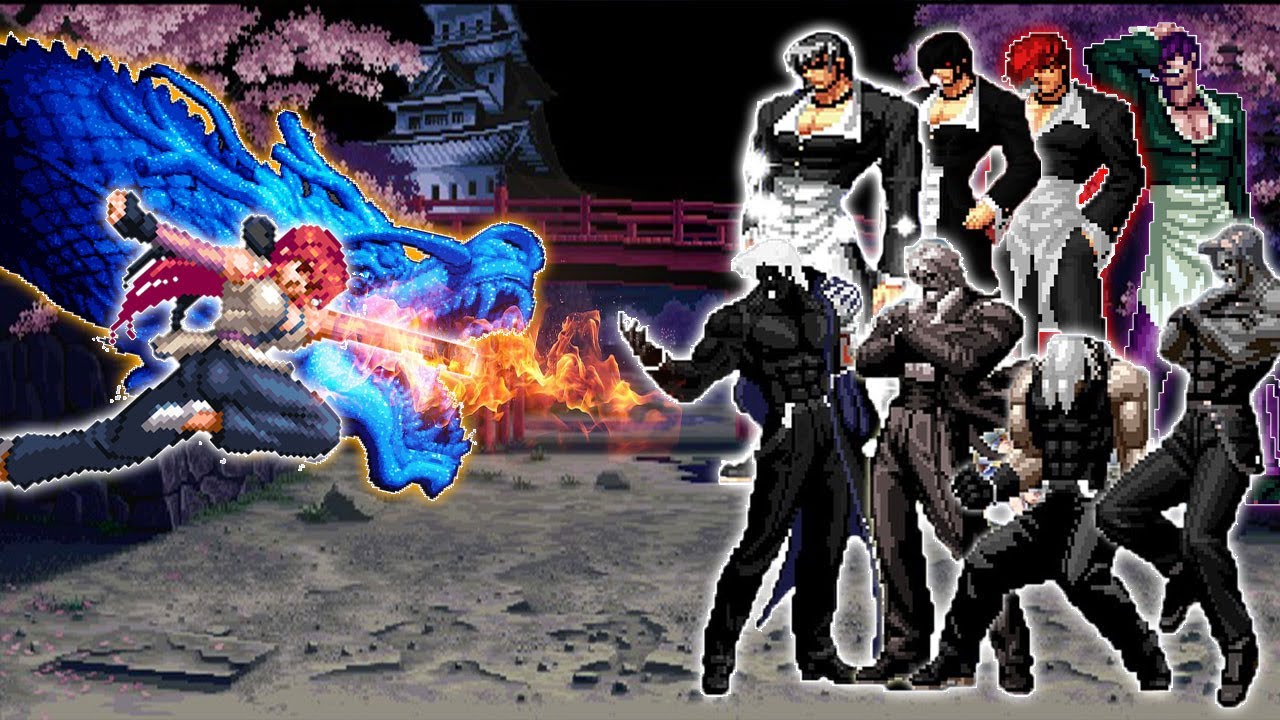 [Mugen KOF] Kung Fu Girl  Kaoru vs ORochi Iori, Rugal Bernstein Team