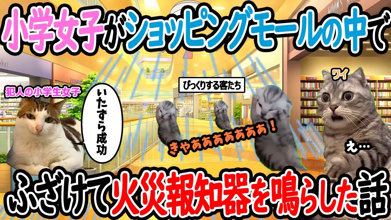 【ほぼ実話】小学女子がショッピングモールの中でふざけて火災報知器を鳴らした話【猫ミーム】【猫マニ】