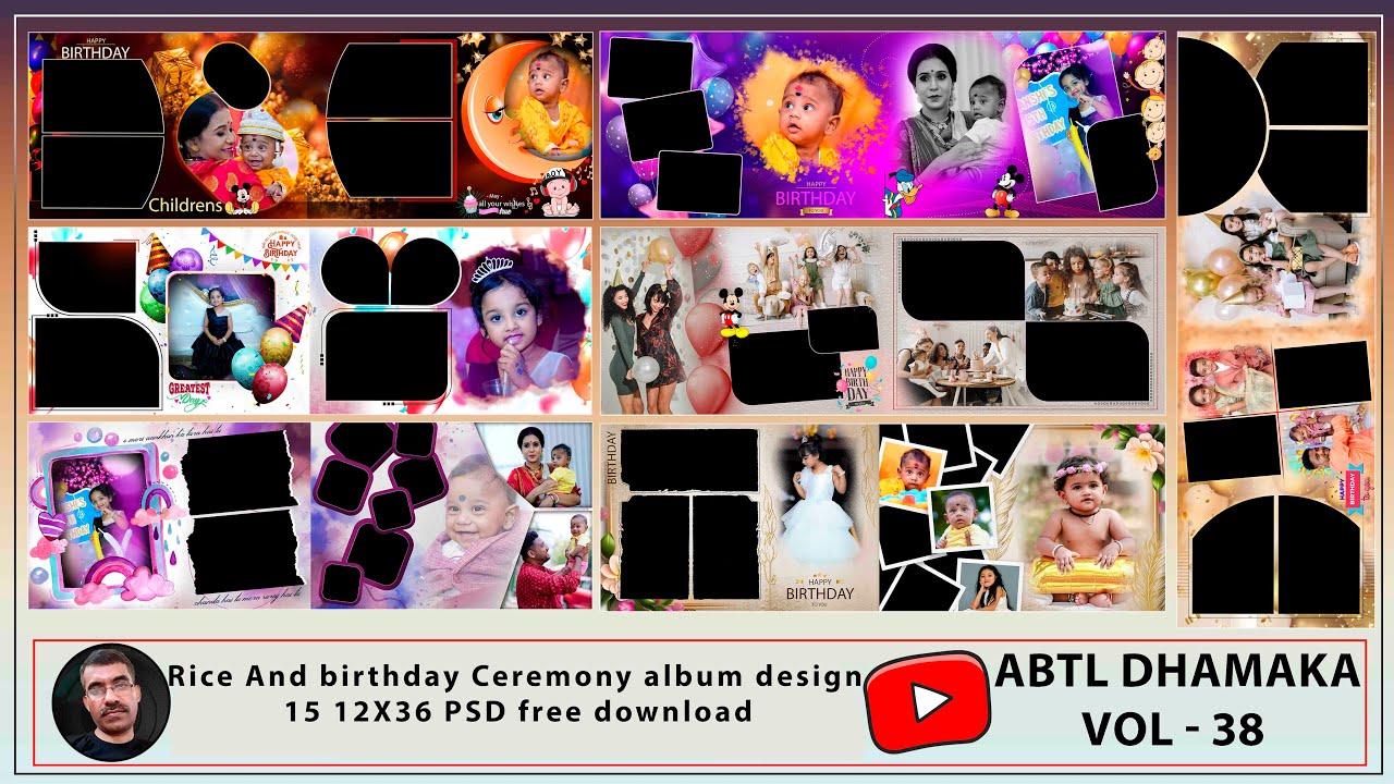 birthday psd file free download 12X36 birthday album psd free download 2024 birthday psd | VOL- 38