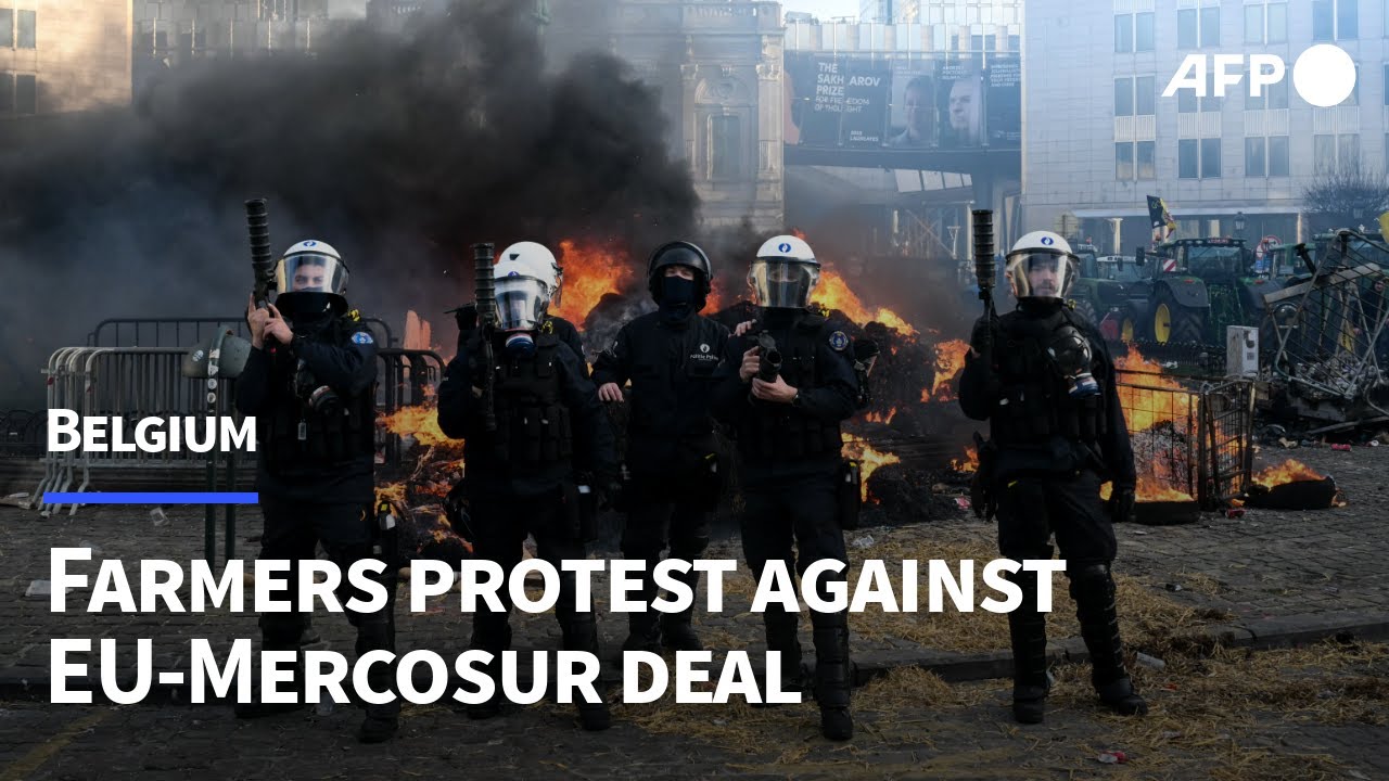 'No to Mercosur': Farmers and police clash in Brussels during protest against trade deal | AFP