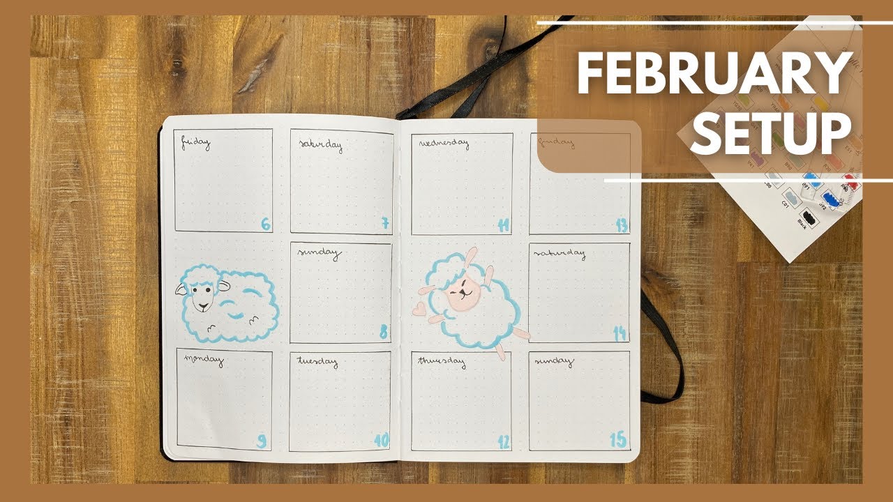 February Bullet Journal Setup 🐑 Cute Sheep Theme + Weekly Spreads (Acrylic Markers!)