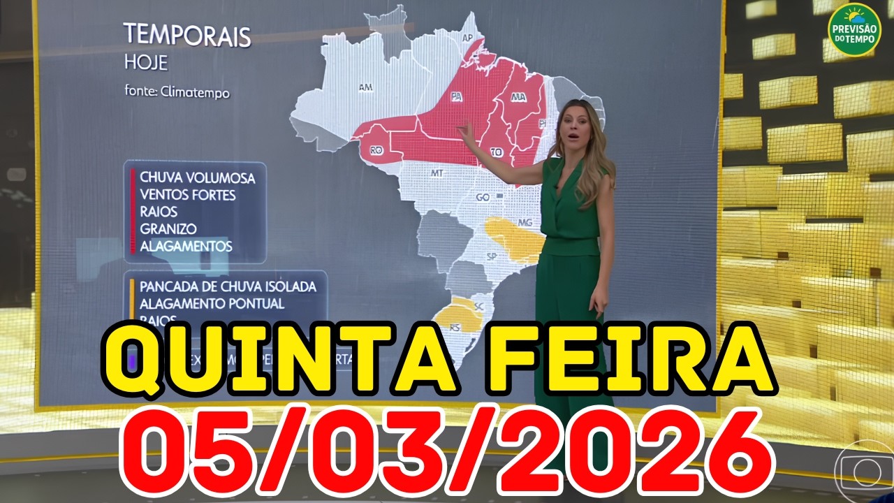 ALERTA NO NORTE: Macapá pode ter 70mm de chuva e temporal hoje | Previsão do Tempo Jornal Hoje 05/03