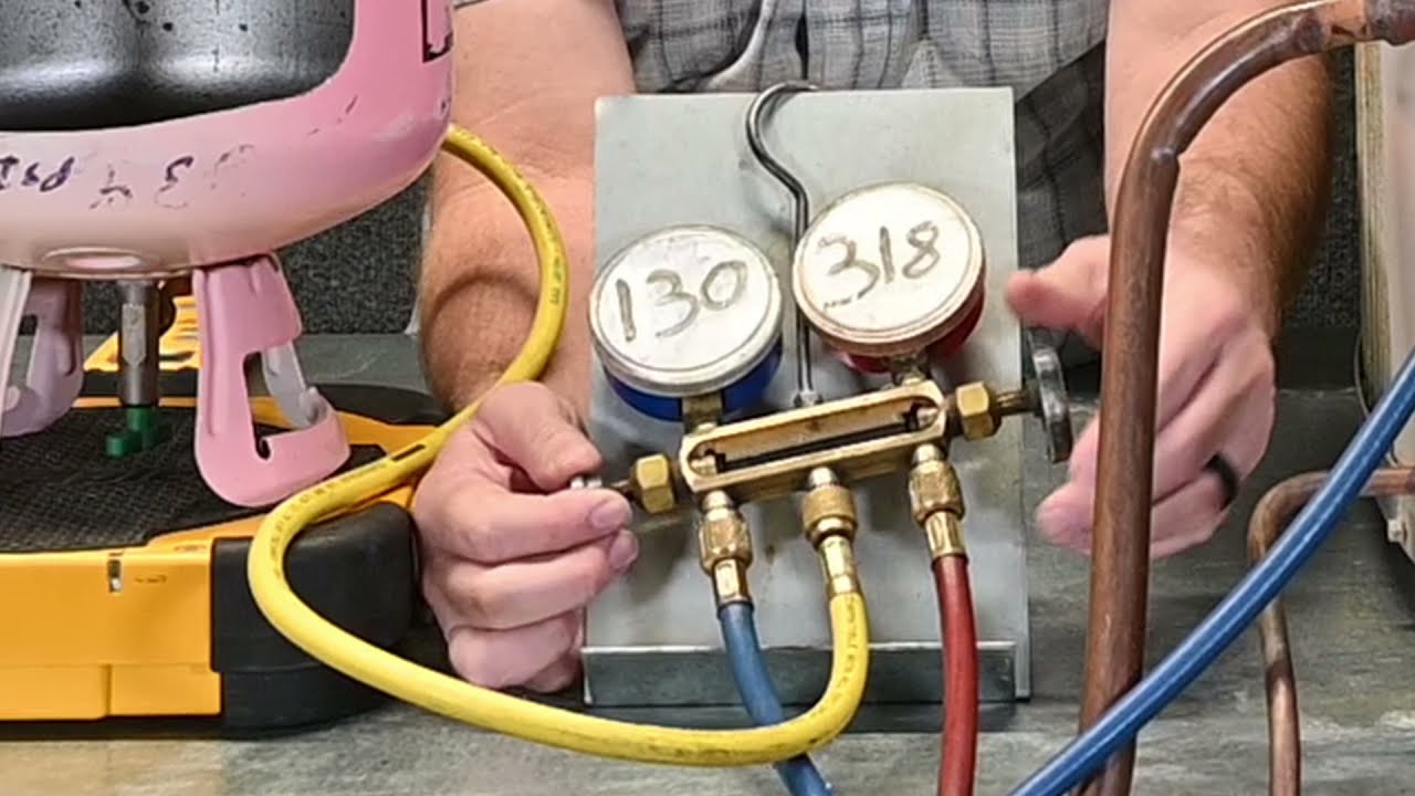 HVAC 117 Charging with Manual Low loss fittings and 3 port manifold