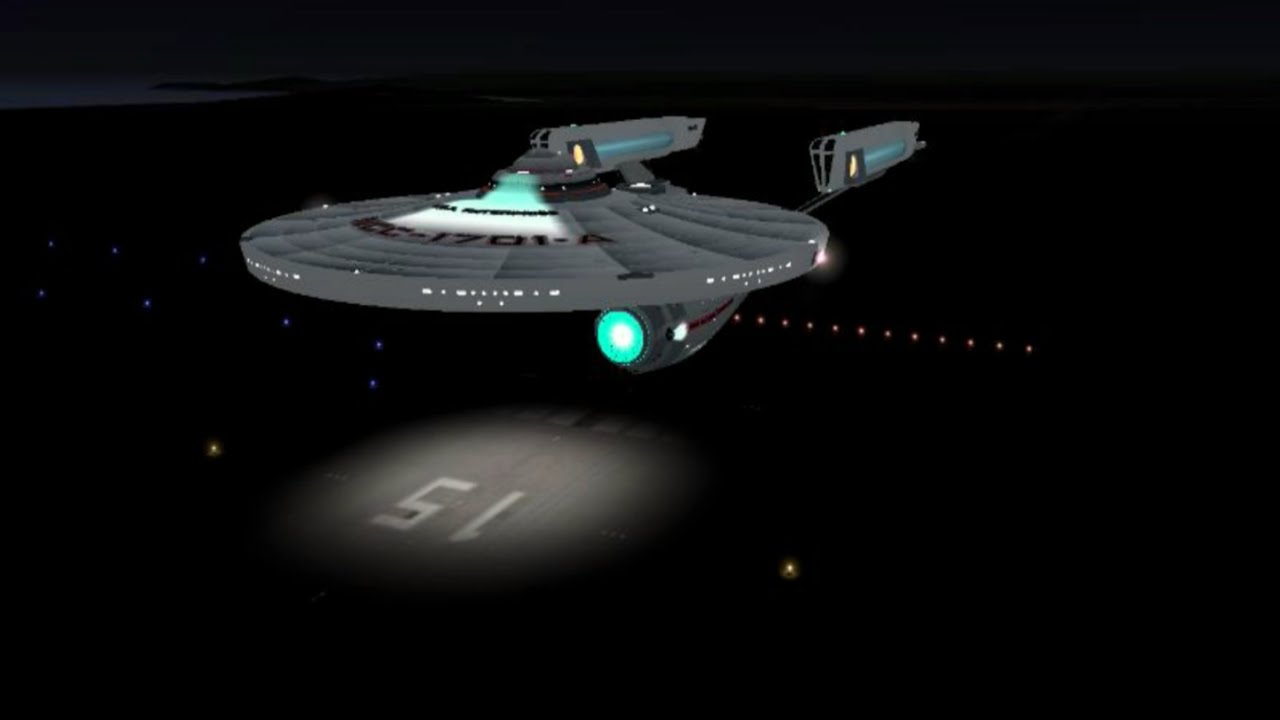 X-plane - USS 1701A Enterprise running in X-Plane in dark space.