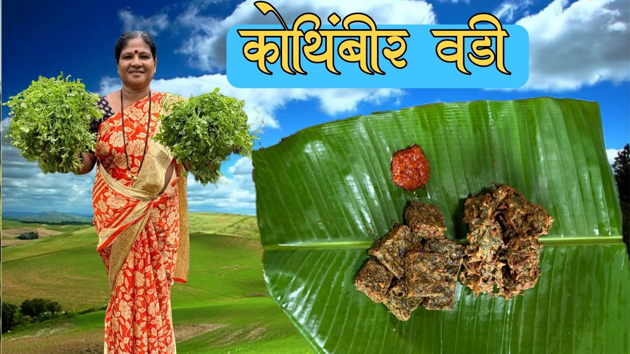 कोथिंबीरची स्वादिष्ट वडी आणि कुरकुरीत भजी |Coriander Recipe |Marathi Recipe |Village Cooking
