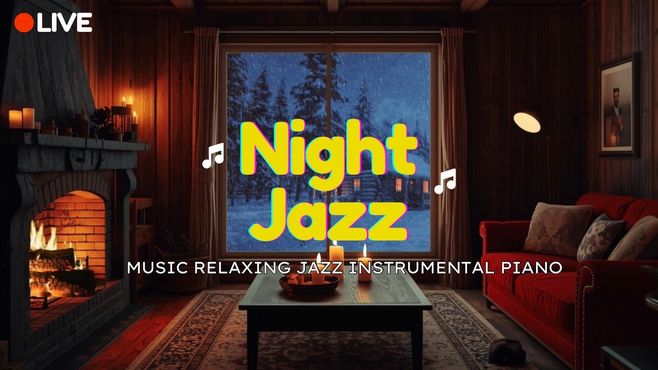 Relaxing Smooth Jazz Music Fireplace - Night Jazz Ambience|Instrumental Piano