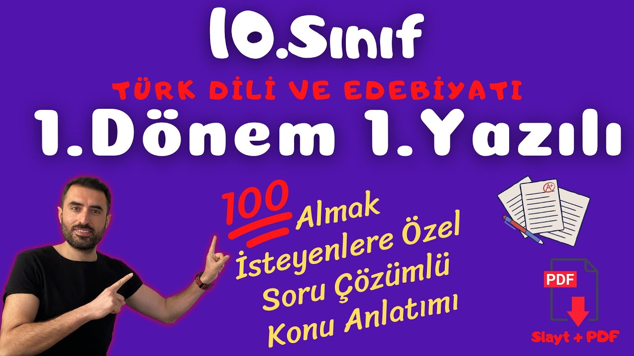 10.Sınıf Türk Dili ve Edebiyatı 1.Dönem 1.Yazılı Soruları (10 Edebiyat Sınava Hazırlık Çalışması)