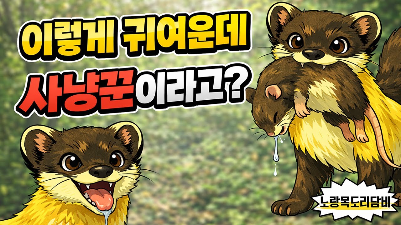 한국 숲속 최강 포식자? 노란목도리담비의 놀라운 정체 (노란목도리담비 그래픽티셔츠 만들기) 